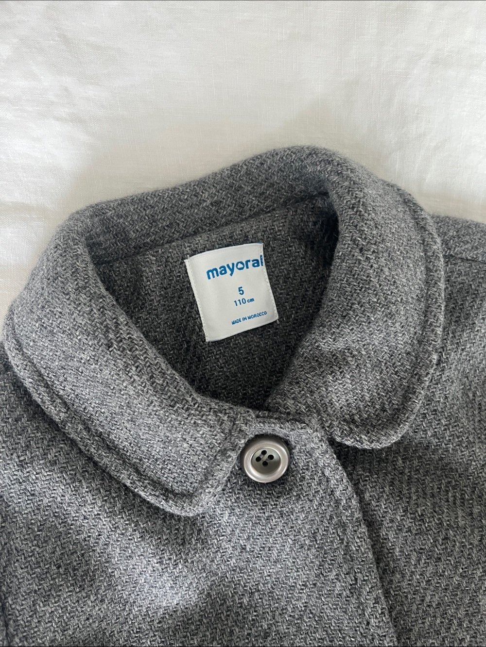 Mayoral Gray Kids' Pea Coat with Rounded Collar